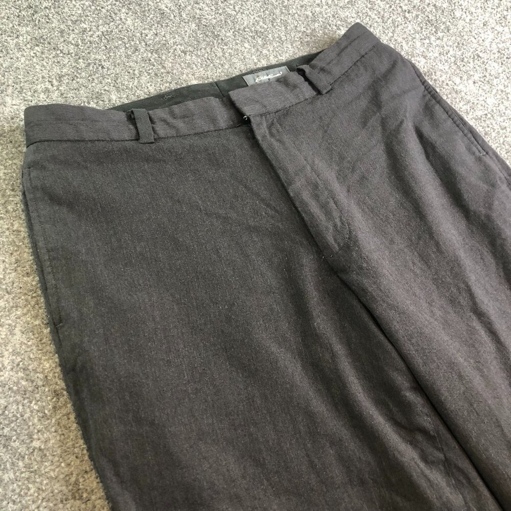 Eddie Bauer Pants Mens 32x30 Gray Wool Strech Flat Front Dress Straight Leg